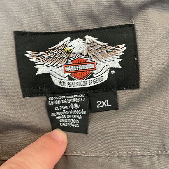 Harley Davidson gray collar button-down short sleeve shirt size 2 XL - Picture 5 of 6